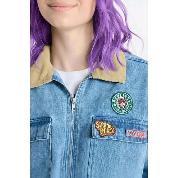 Netflix Official Stranger Things Billy Hargrove Blue Washed Jean Jacket Womens S - Picture 4 of 12